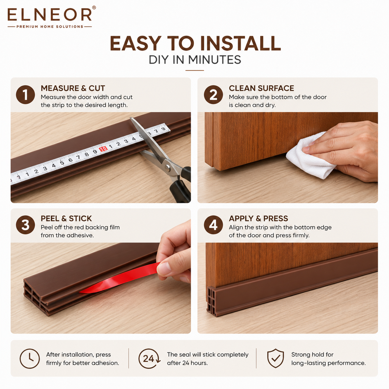 ELNEOR Door Seal Strip – 3-Layer Draft, Noise & Insect Blocker