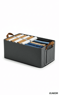 26 Liter Wardrobe Organizer Storage Box - Pack of 4 with Metal Frame & Leather Handles - Elneor Desk