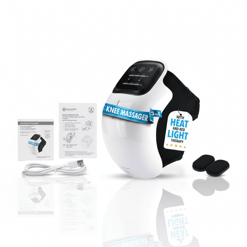 3-in-1 Cordless Knee Massager | Heat & Red Light Therapy | Vibration Massage - Elneor Ambient Lighting