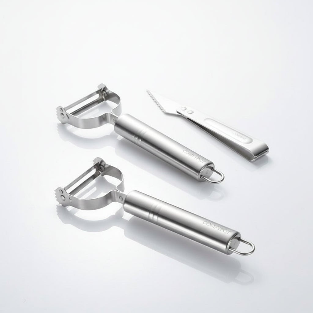 3-in-1 Vegetable & Fruit Peeler Set | Multifunctional Stainless Steel Kitchen Tool - Elneor Kitchen