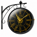 ELNEOR black and gold station wall clock on white background