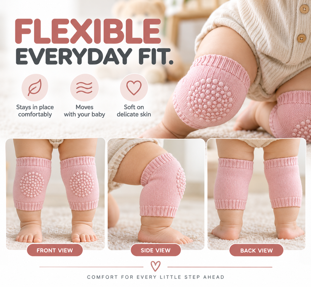ELNEOR Baby Crawling Knee Pads – Soft Knit Anti-Slip Grip