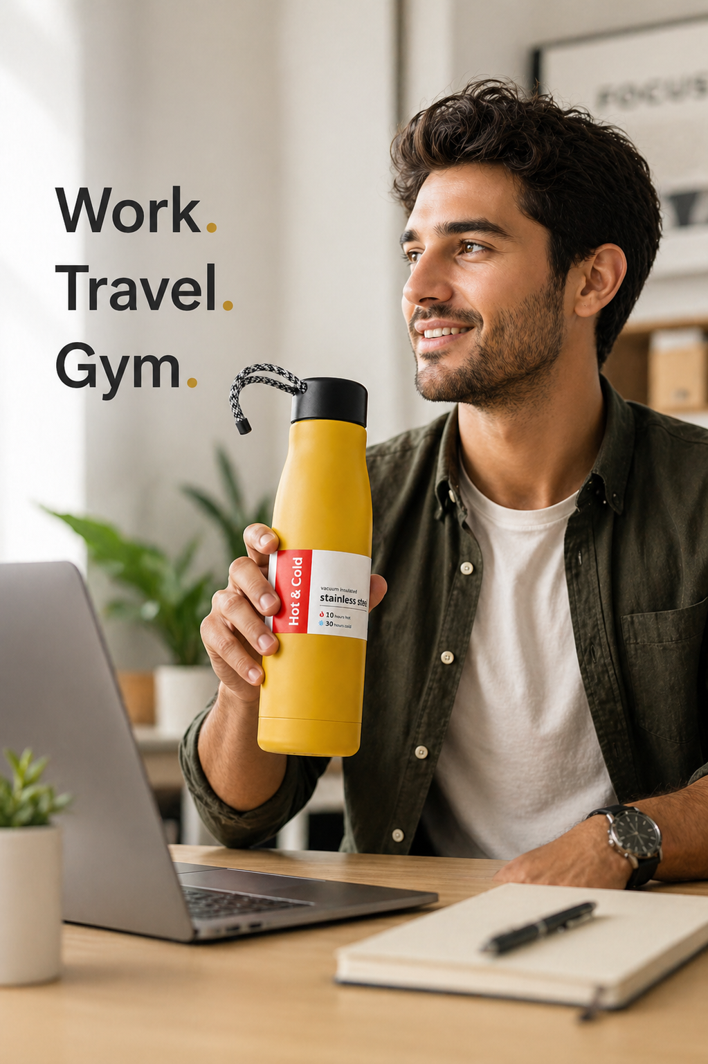 ELNEOR™ Hot & Cold Vacuum Insulated Stainless Steel Water Bottle | 10H Hot · 30H Cold | Leakproof | BPA Free