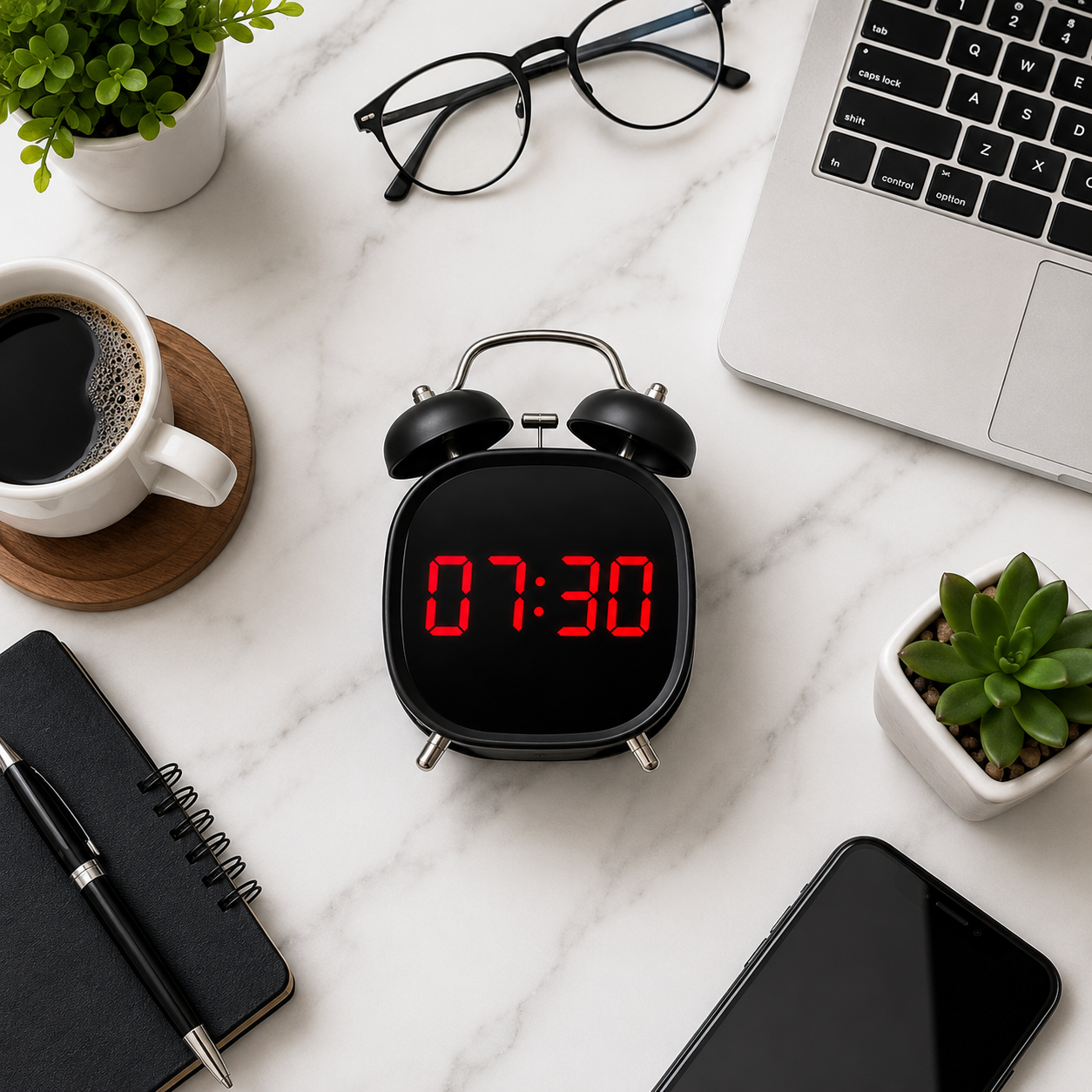 ELNEOR Retro LED Alarm Clock with Twin Bells — Premium Digital Display | USB Rechargeable