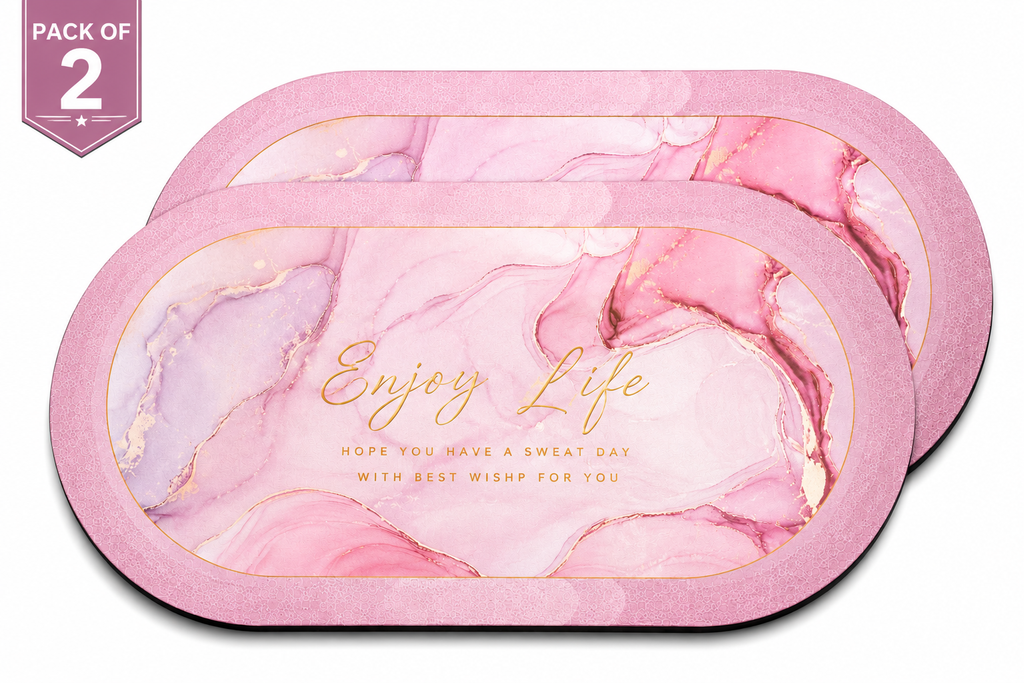 ELNEOR Pink Marble Bath Mat – Hero Front View Pack of 2