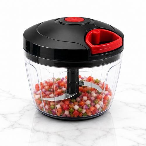 ELNEOR Manual Chopper in use on kitchen counter