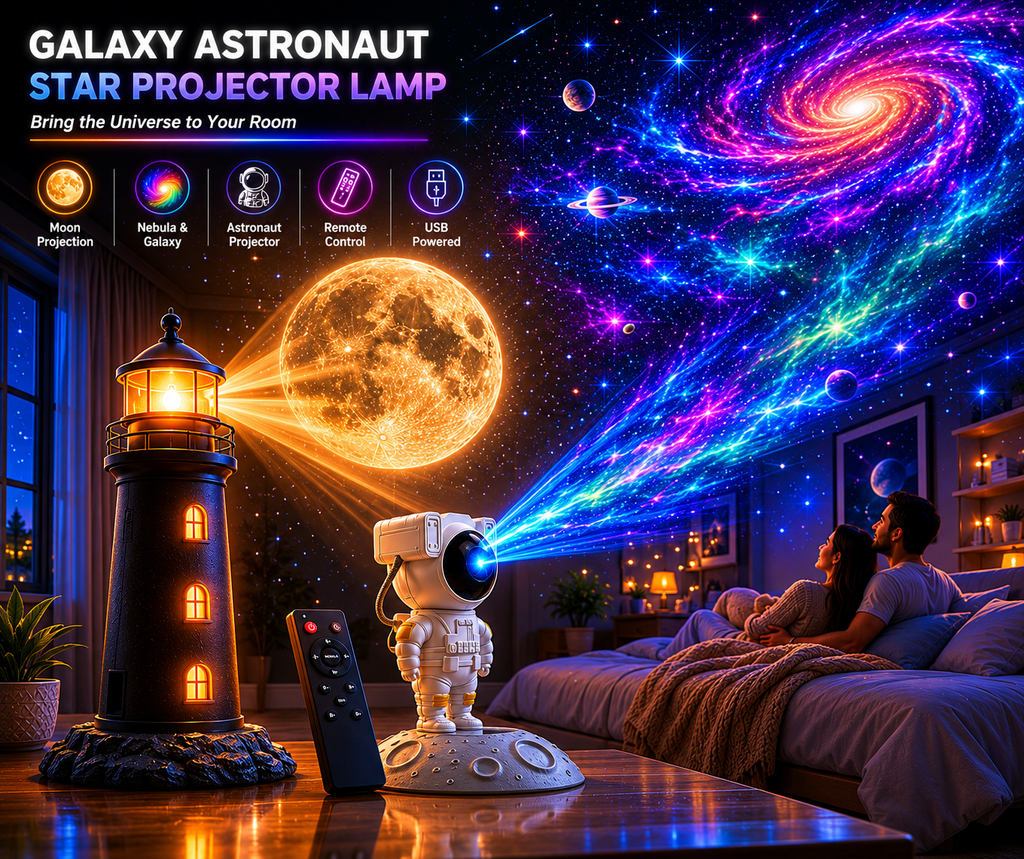 ELNEOR™ CosmicGlo — Star Projector + Moon Lamp Gift Set