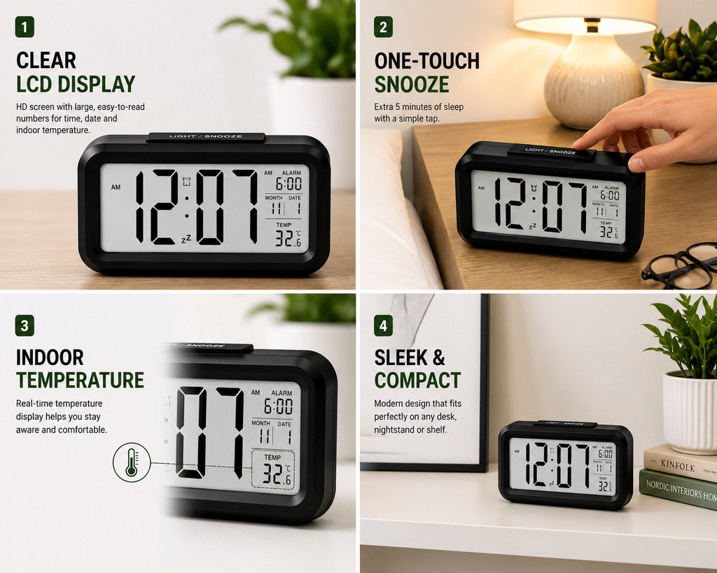 ELNEOR Digital Alarm Clock – Dimensions & Build