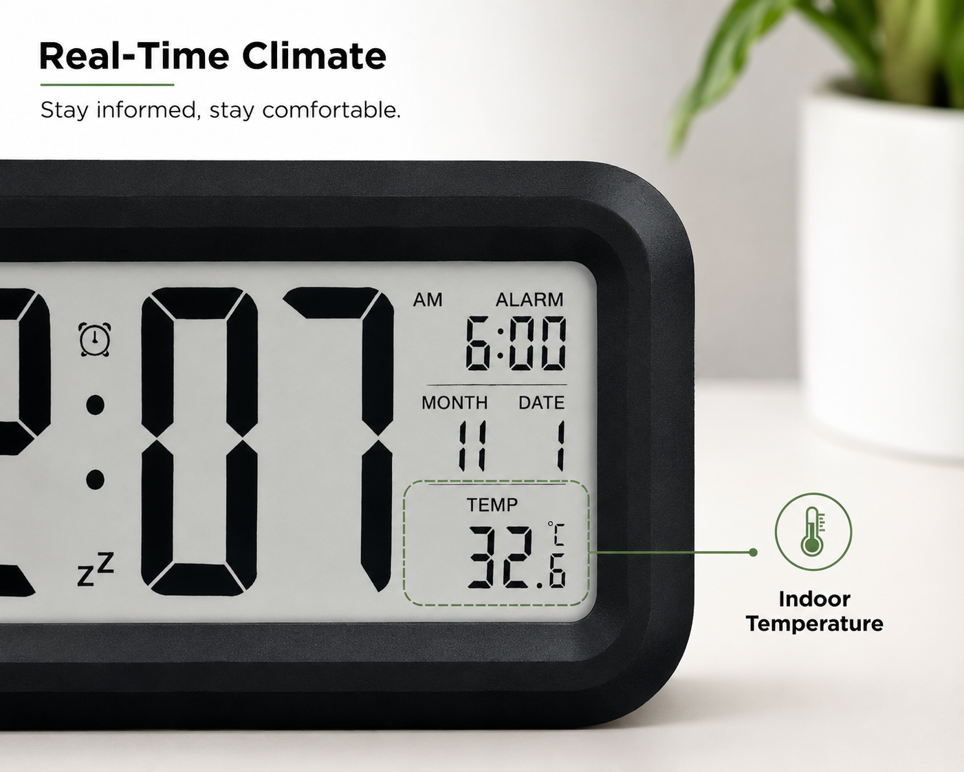 ELNEOR Digital Alarm Clock – Sleek & Compact Build