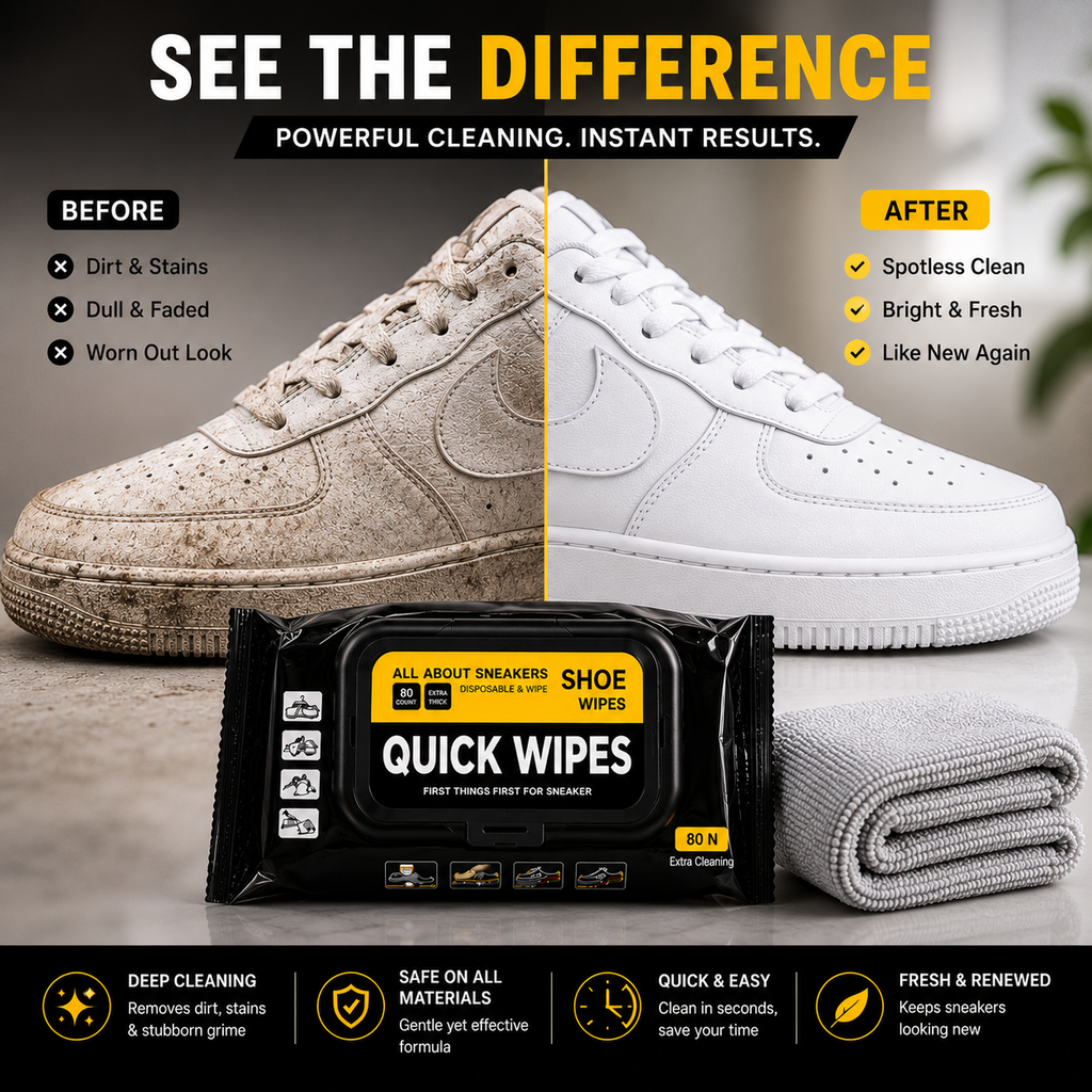 ELNEOR Shoe Quick Wipes – 80 Extra Thick Wipes + Premium Microfiber Towel Bundle