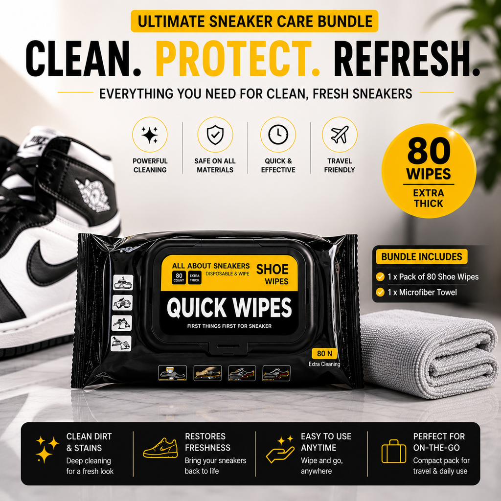 ELNEOR Shoe Quick Wipes – 80 Extra Thick Wipes + Premium Microfiber Towel Bundle