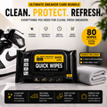 ELNEOR Shoe Quick Wipes – 80 Extra Thick Wipes + Premium Microfiber Towel Bundle