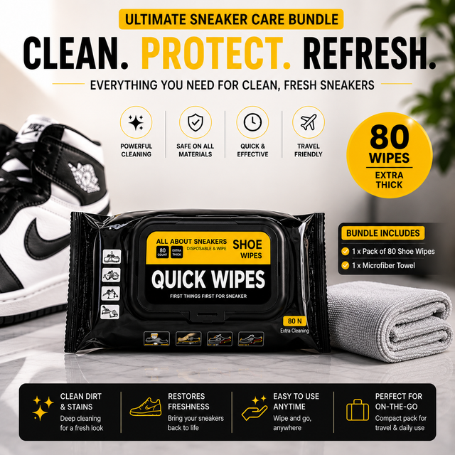 ELNEOR Shoe Quick Wipes – 80 Extra Thick Wipes + Premium Microfiber Towel Bundle