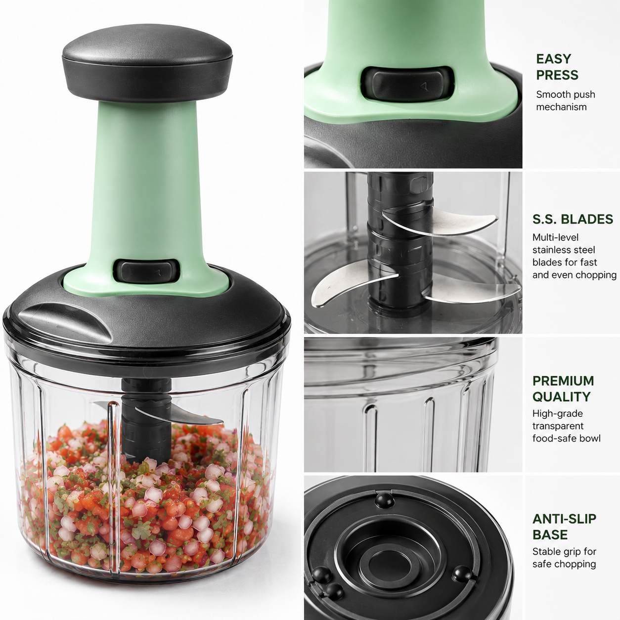 ELNEOR Smart Chop Max – Macro Detail SS Blades and Anti-Slip Base