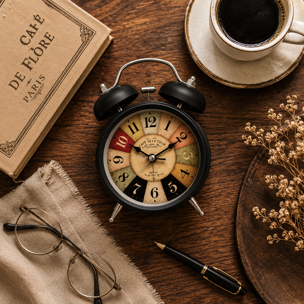Retro Twin-Bell Alarm Clock | Matte Black & Copper | Loud Alarm | Battery Operated