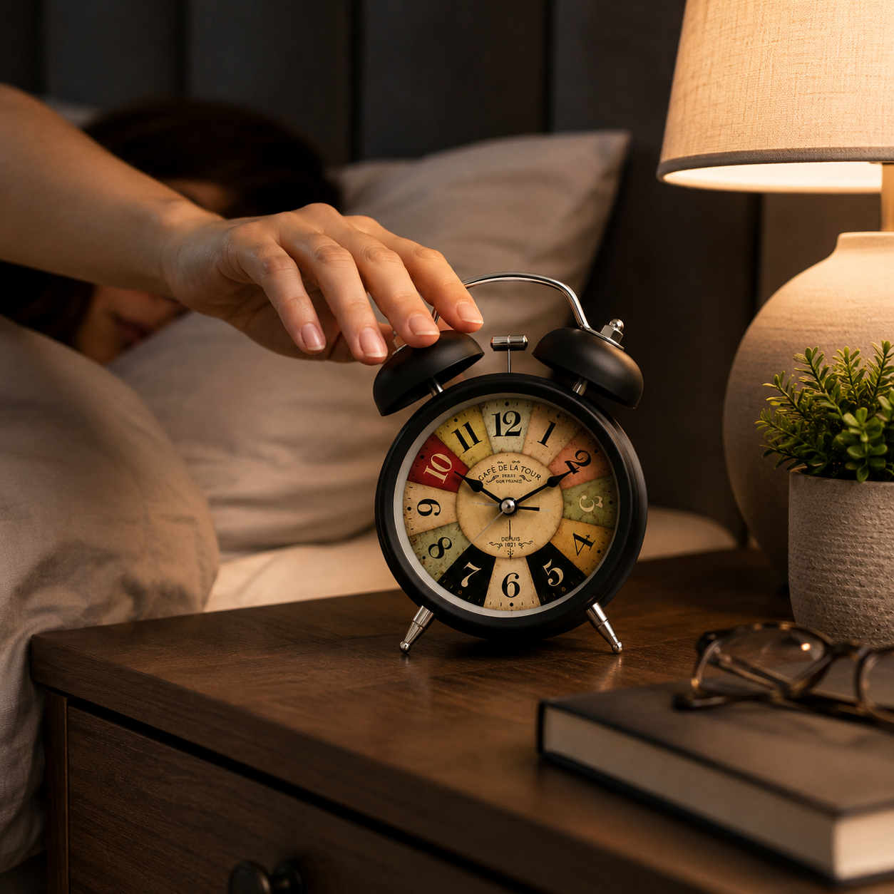Retro Twin-Bell Alarm Clock | Matte Black & Copper | Loud Alarm | Battery Operated