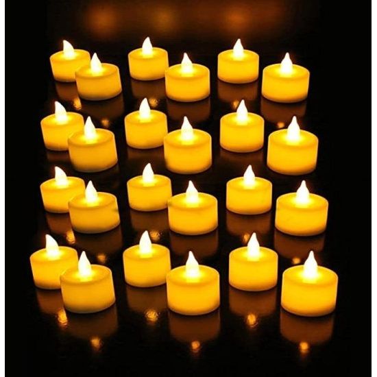 Battery-Operated LED Diya & Tealight Candle (Pack of 10) | Flameless Flickering Light - Elneor Ambient Lighting