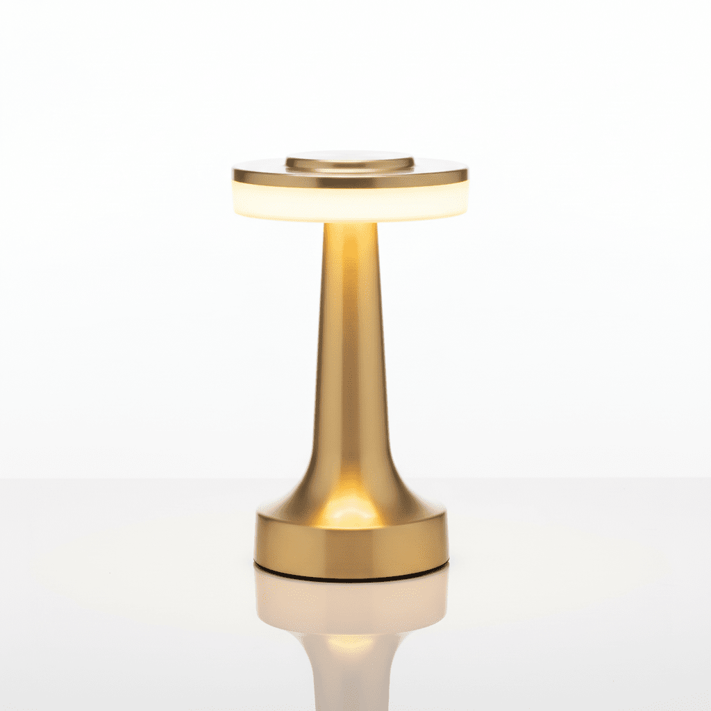 Cordless LED Table Lamp - Gold Brass | Rechargeable Portable Light - Elneor Ambient Lighting