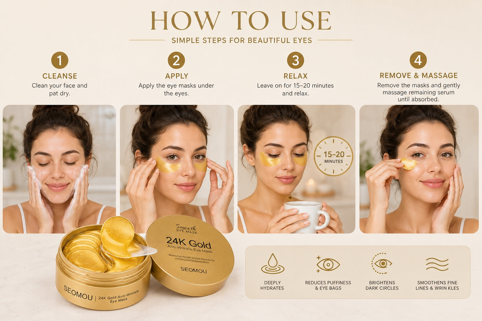 How to use 24K gold hydrogel under eye patches