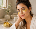 24K gold hydrogel under eye patches shown in use