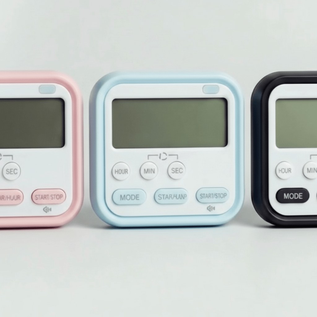 ELNEOR™ Precision Digital Kitchen Timer - Magnetic Rotary Countdown Clock with Large LED Display & Loud Alarm (Black) - ELNEOR