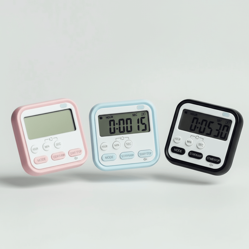 ELNEOR™ Precision Digital Kitchen Timer - Magnetic Rotary Countdown Clock with Large LED Display & Loud Alarm (Black) - ELNEOR