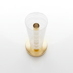 Geometric Chevron Table Lamp - White & Gold Decorative Bedside Light - ELNEOR