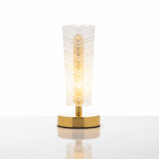 Geometric Chevron Table Lamp - White & Gold Decorative Bedside Light - ELNEOR