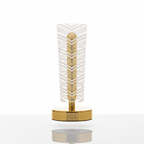 Geometric Chevron Table Lamp - White & Gold Decorative Bedside Light - ELNEOR