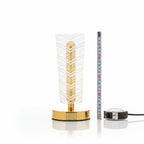 Geometric Chevron Table Lamp - White & Gold Decorative Bedside Light - ELNEOR