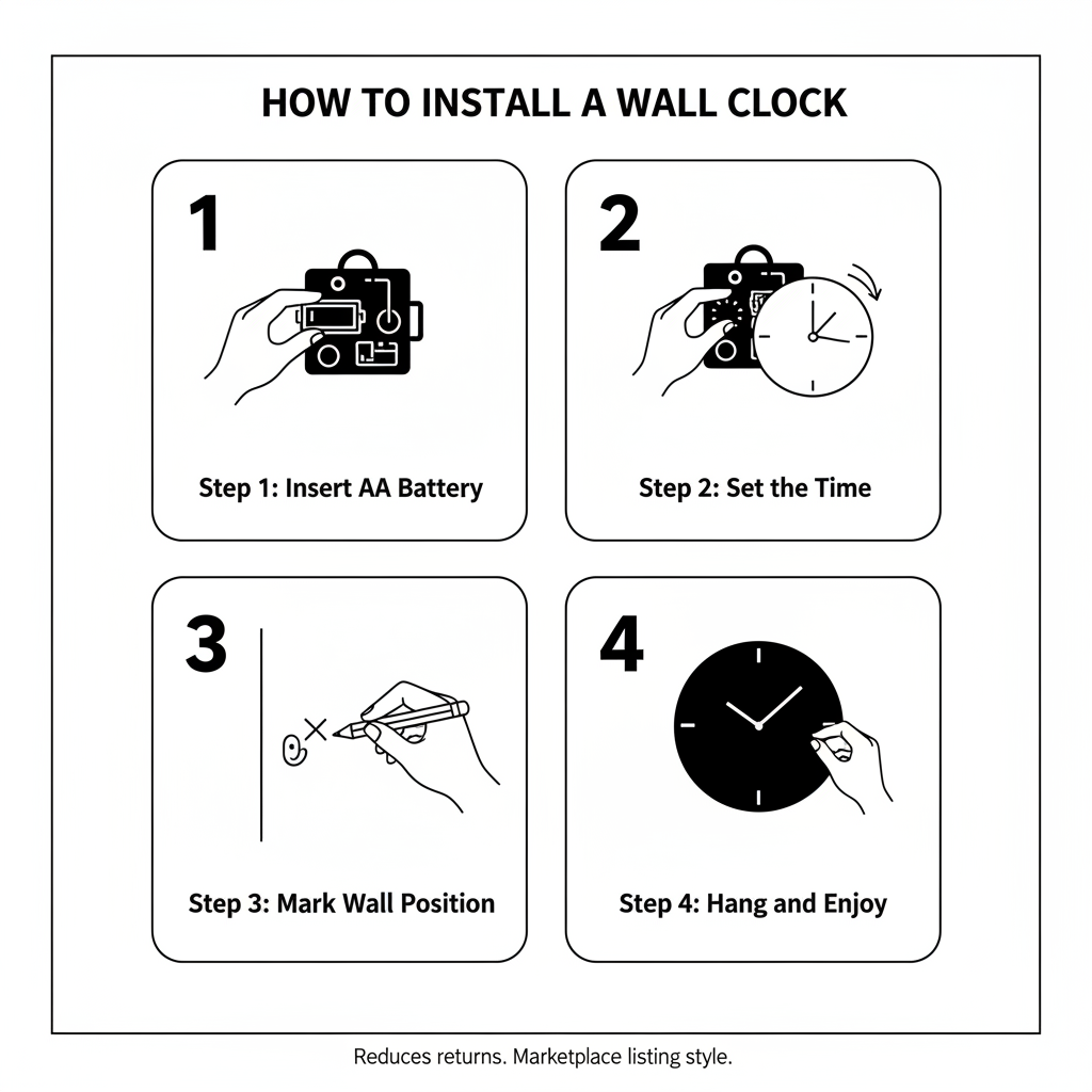 ELNEOR™ Pearl White Silent Wall Clock | Black Frame | Sweep Movement | 12-Inch Round