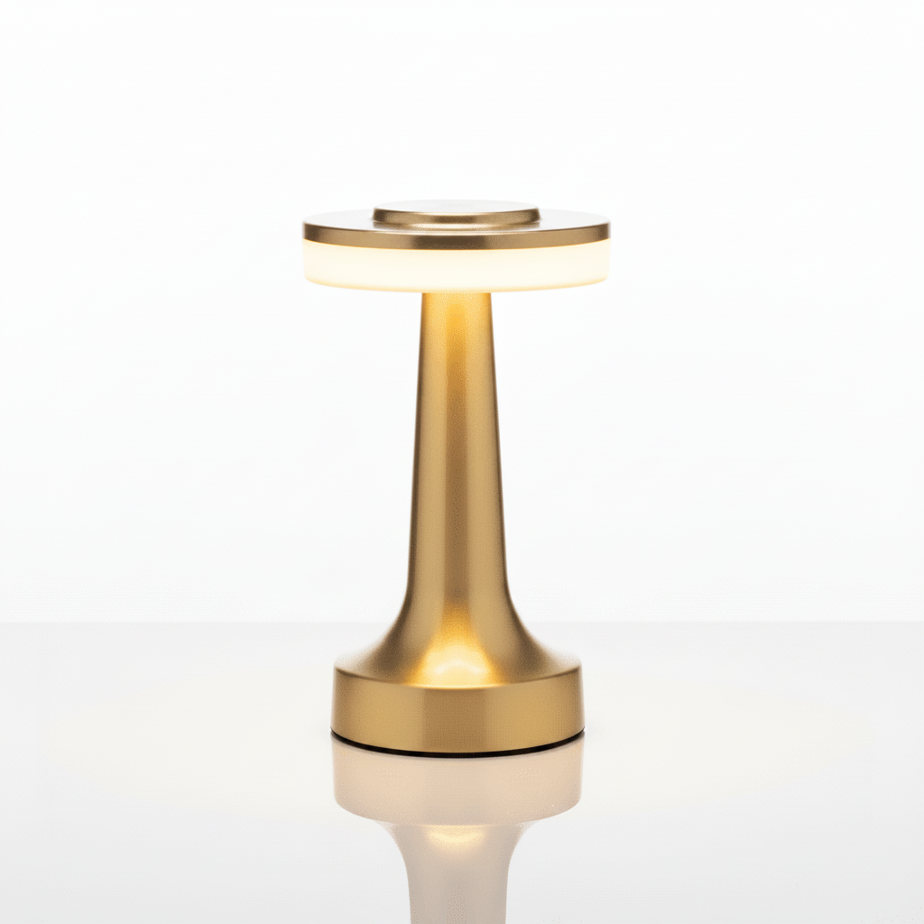 ELNEOR Cordless LED Table Lamp Gold Brass Rechargeable Portable Light