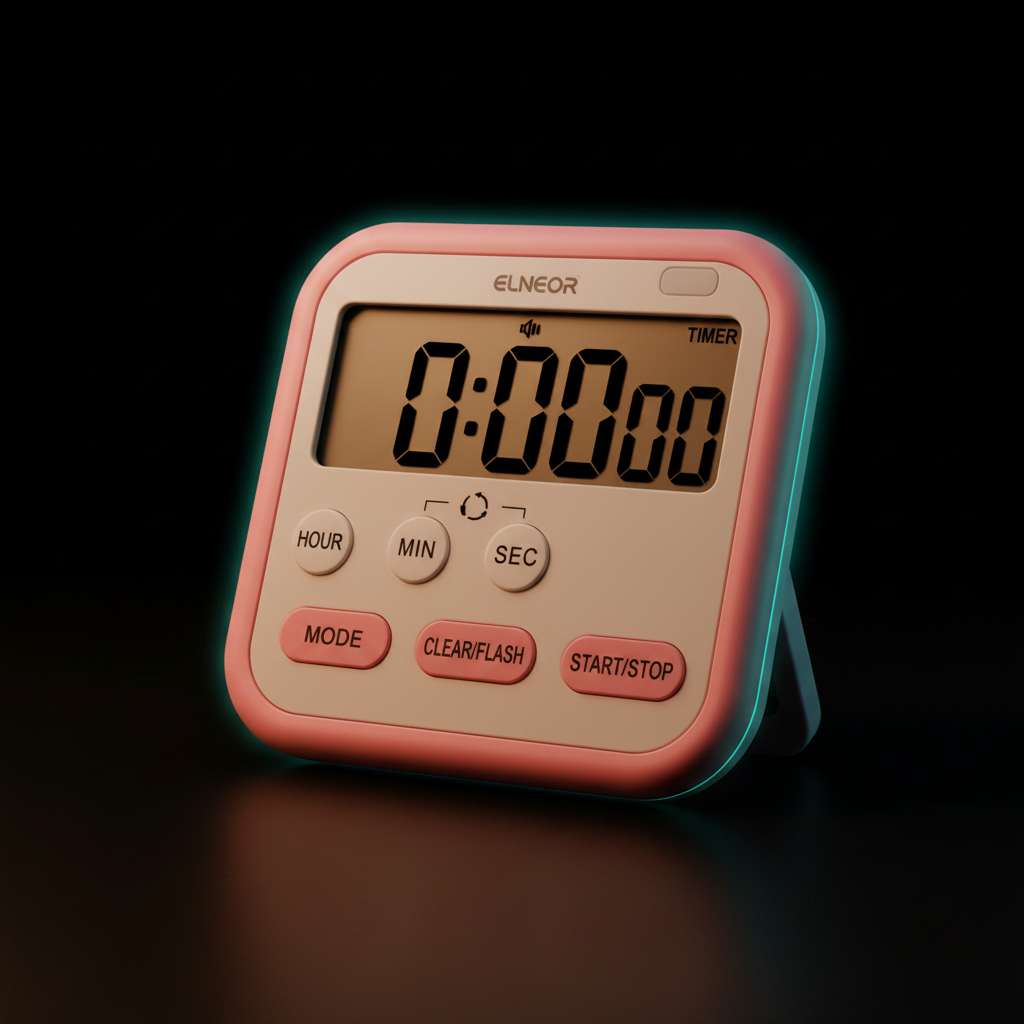 ELNEOR Digital Kitchen Timer Pink – Dark Cinematic Hero