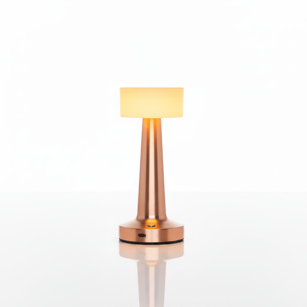 ELNEOR Aura Touch Dimmable Desk Lamp Rose Gold Rechargeable LED