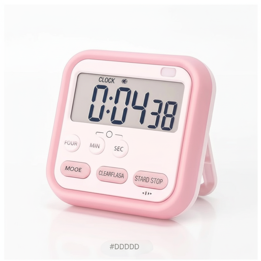 ELNEOR Pink Digital Kitchen Timer - Premium White Background