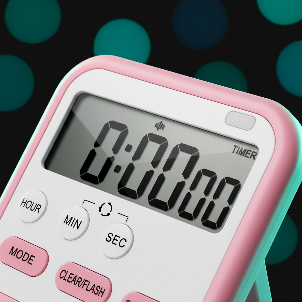 ELNEOR Digital Kitchen Timer Pink – LCD Macro Close-Up Detail