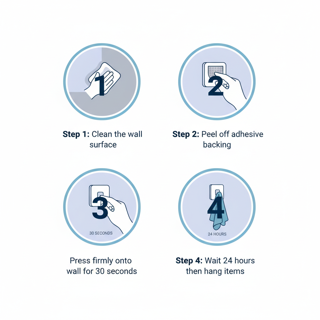 6 Pcs Self Adhesive Hook Sticker - How To Install Guide