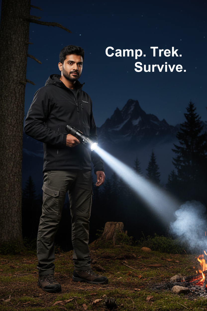 ELNEOR™ Metal Zoom Torch | IPX-5 Waterproof | USB Rechargeable | 5 Modes | 500M High-Lumen LED Flashlight