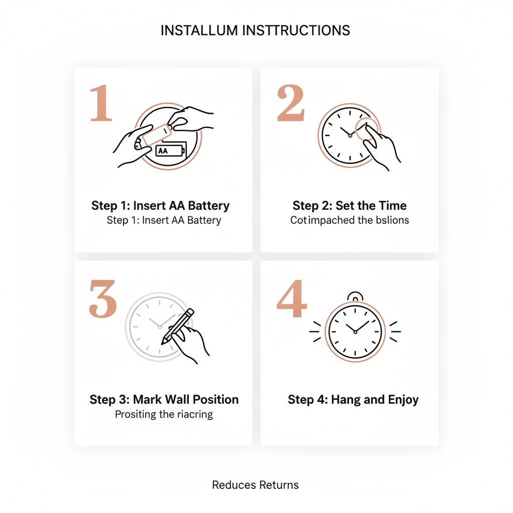 ELNEOR™ Black Rose Gold Silent Wall Clock | Sweep Movement | 12-Inch Round