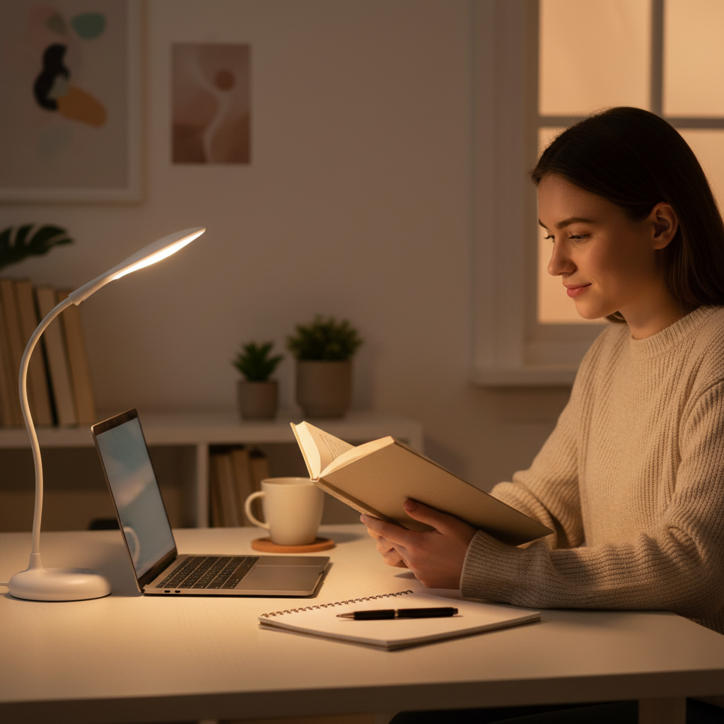 ELNEOR™ LED Gooseneck Desk Lamp | 3-Level Touch Brightness | Eye-Care Reading Light | USB Powered