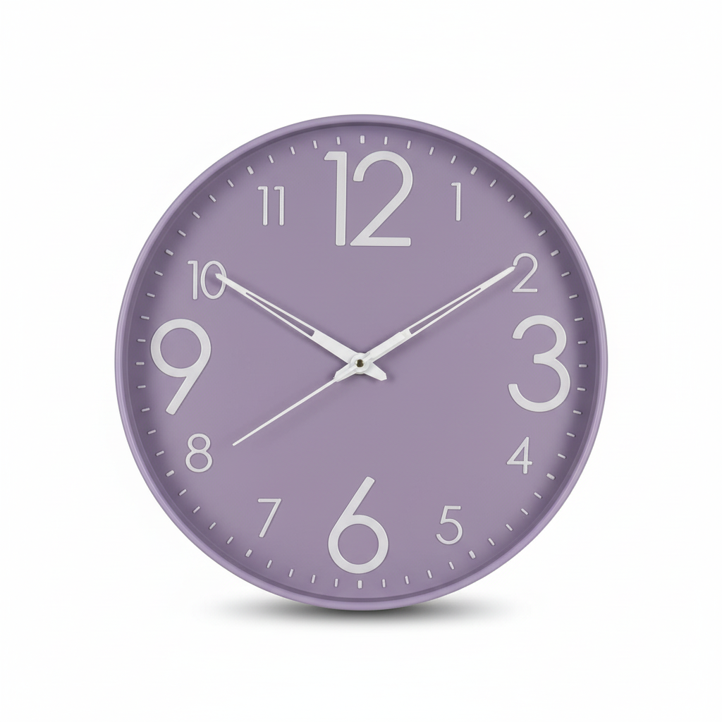 ELNEOR™ Lavender Silent Wall Clock | Sweep Movement | 12-Inch Round