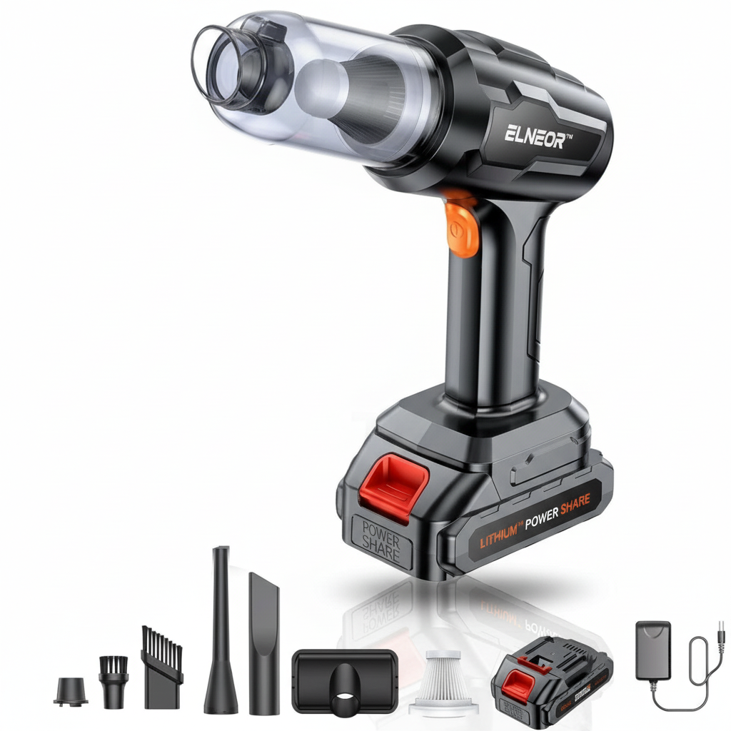 ELNEOR™ Portable Car Vacuum Cleaner - 3-in-1 Wireless Handheld with 120W Motor (USB Rechargeable)