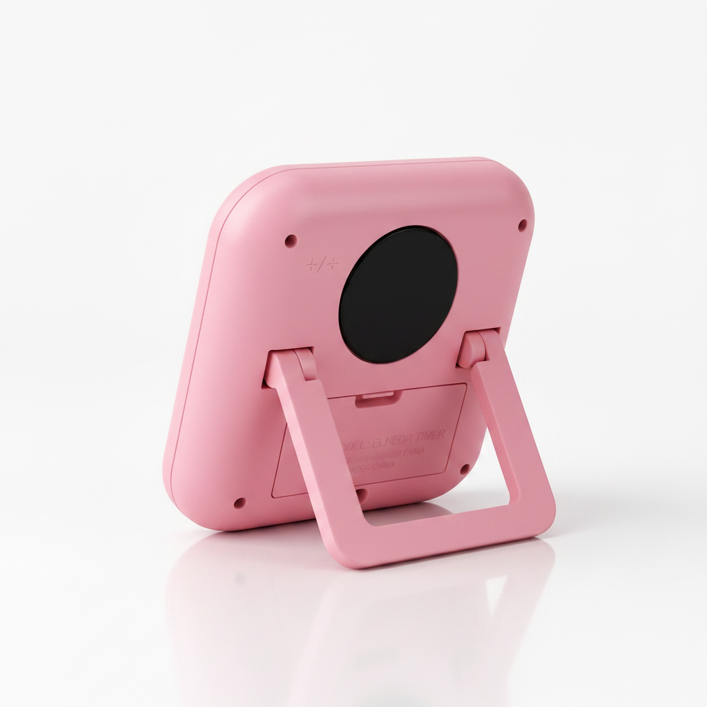 ELNEOR Digital Kitchen Timer Pink – Back View with Stand
