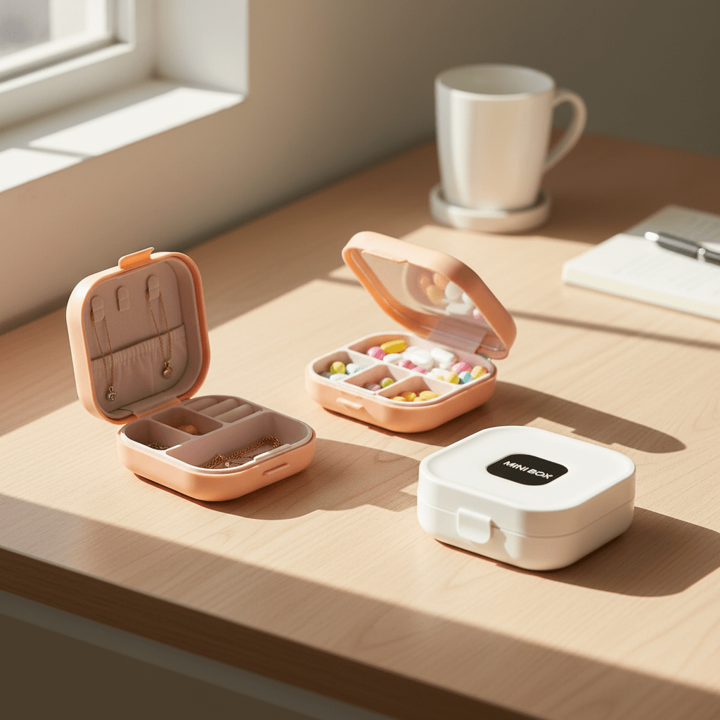 Mini Box Storage Container - Compact Organizer with Lid - ELNEOR