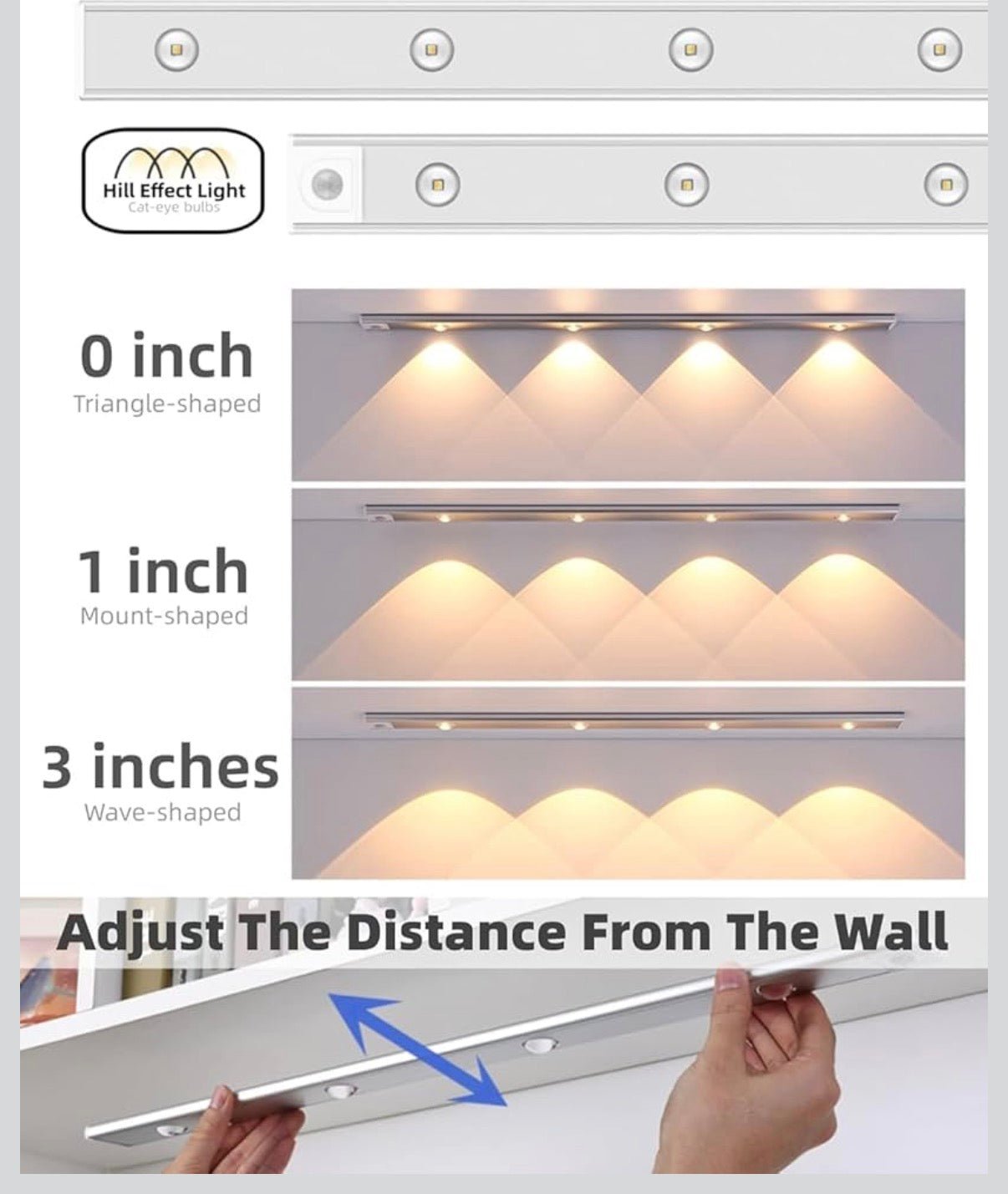 Motion Sensor Cabinet Light - USB Rechargeable LED Under Cabinet Lighting - ELNEOR