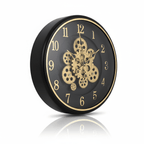 Premium Black & Gold Gear Wall Clock - Modern Industrial Design - Elneor Decor