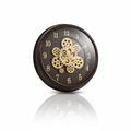 Premium Cola Gold Gear Wall Clock - Rich Dark Brown Design - Elneor Decor