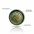 Premium Green Gold Gear Wall Clock - Sage Botanical Design - Elneor Decor
