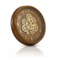 Premium Wooden Gold Gear Wall Clock - Natural Wood Grain Design - Elneor Decor