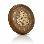 Premium Wooden Gold Gear Wall Clock - Natural Wood Grain Design - Elneor Decor